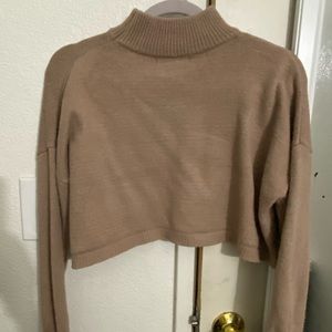 Cropped mock neck sweater